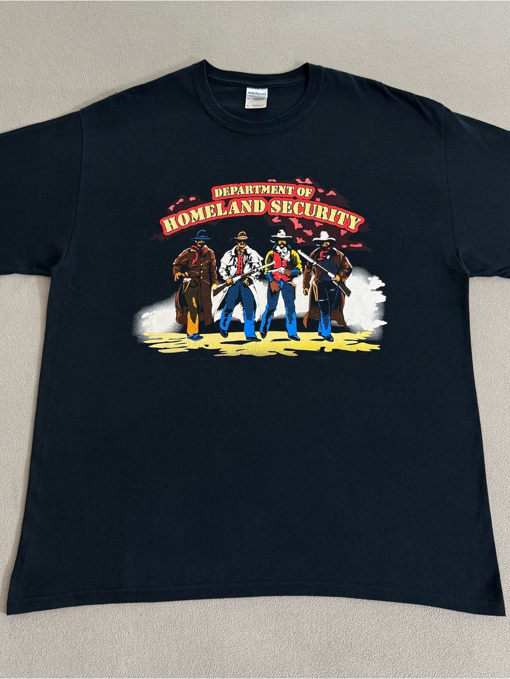 Vintage Department of Homeland Security Parody Humor T-shirt XL Cowboys Western